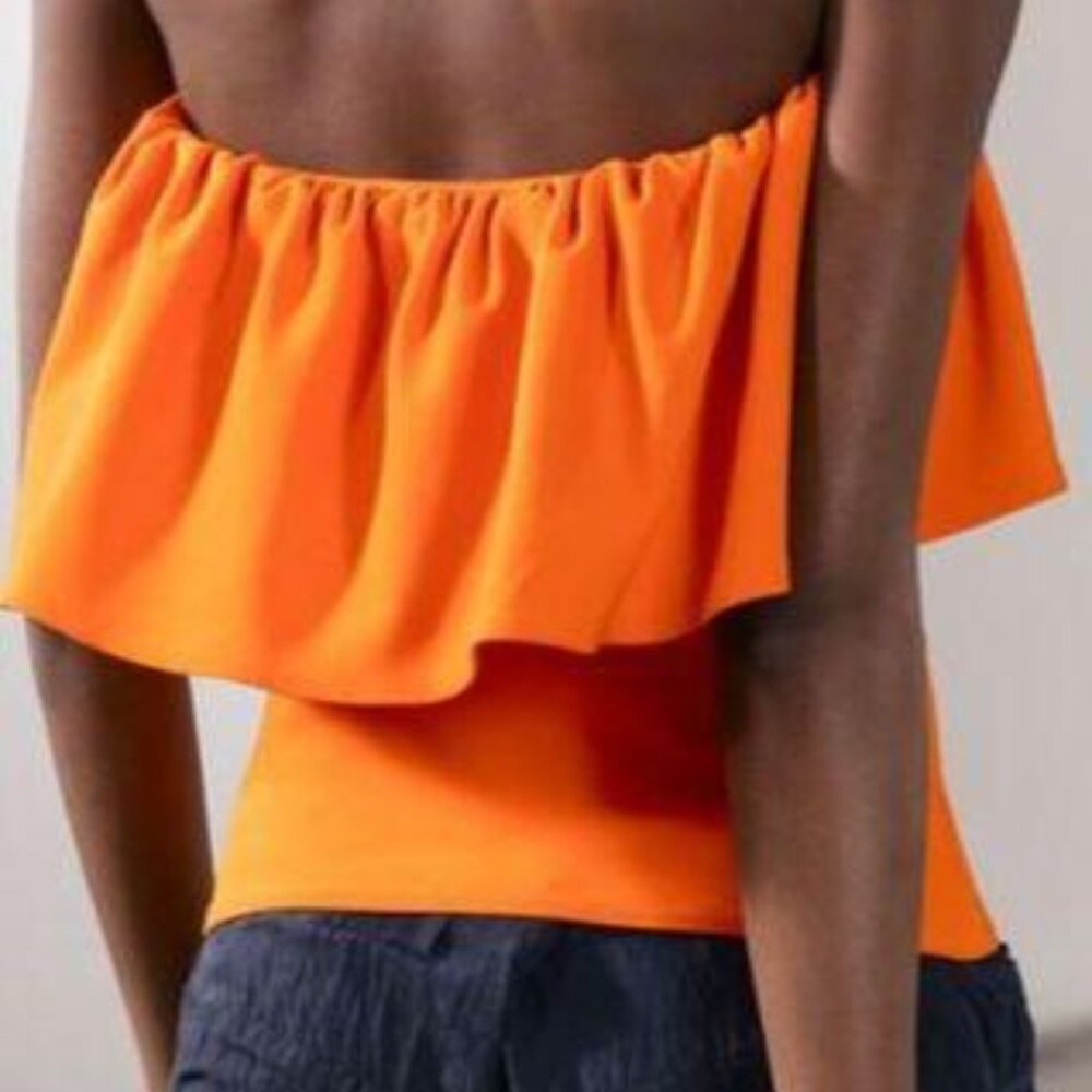 Zara Strapless Ruffle Top - Picture 4 of 9